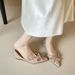 French Bow Rivet Pointed Single Shoes Women's Summer Skirt Temperament Flat-bottomed Ladyshoes_vogvips.com