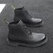 European Warm Series Men's Winter Boots With Fleece Lining, Thickened Martin Black Leather Work Boots, High-top Warm Cotton Shoes_vogvips.com