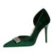 1363-K67 Sexy Mature Style Pointed Toe Side Hollow High Heels Metal Rhinestone Shallow Mouth Stiletto Fashion Women's_vogvips.com