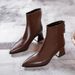 Short Boots Women High Heel Martin Boots 2025 New Brown Soft Leather Spring And Autumn Single Boots Pointed Toe Fashion Thick Heel_vogvips.com