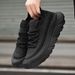 Euro Step Men's Summer Breathable 2025 New Pure Black Sports Running Casual Mesh Deodorant Thick Sole Trendy Shoes_vogvips.com