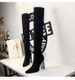Plus Sock Simple Thick High Heel Pointed Toe Sexy Nightclub Slimming Knitted Over-the-Knee Long Boots Size 42_vogvips.com