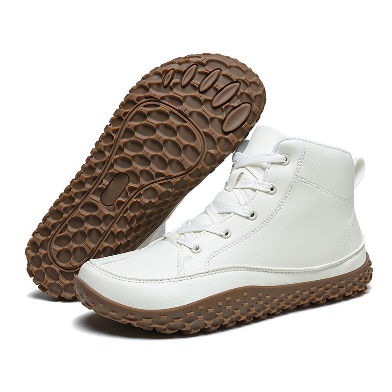 Barefoot High-Top Wide Toe Box Shoes For Men & Women - Waterproof Leather Outdoor Walking Shoes With Anti-Slip Rubber Sole - Unisex Sporty_vogvips.com