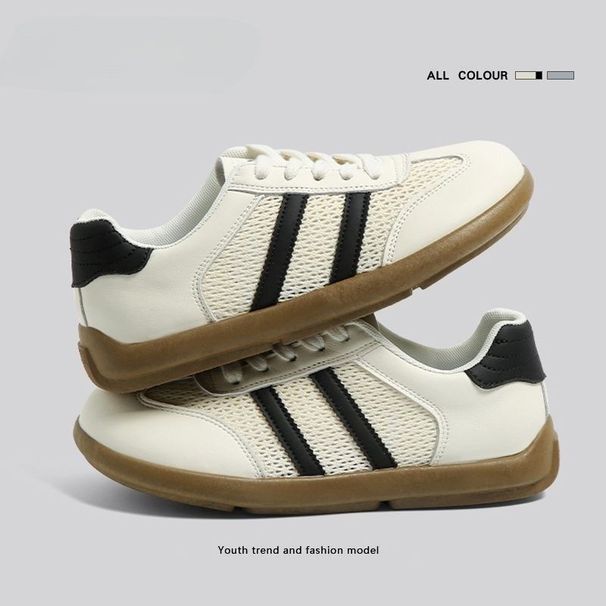 New Breathable Mesh All Match Retro Casual Sports White Shoes For Women_vogvips.com