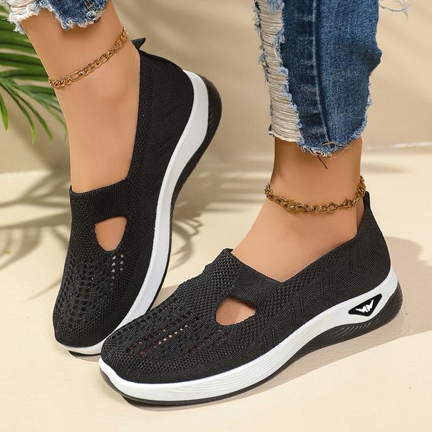 Women's 2025 Spring/summer Cross-border Large Size Women's Slip-on Fly-knit Mesh Shoes, Mom's Shoes_vogvips.com