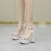 European American Nightclub Ultra-high Heel Sandals With Chunky Heels, Waterproof Platform, Thick Sole, Rhinestone_vogvips.com