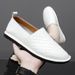 Autumn 2024 Genuine Leather Soft Sole Casual Sneakers Trendy Fashion White Slip-On Lightweight Men's Shoes_vogvips.com