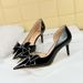 638-AH12 European And American Style Banquet Shoes, Stiletto High Heel, Shallow Pointed Toe, Side Cutout, Rhinestone_vogvips.com
