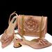 Women Shoe Bag Set Black Gold Pointed Toe High Heels Matching Square Shoulder Flower Decoration Women S Shoes And Bag Set_vogvips.com