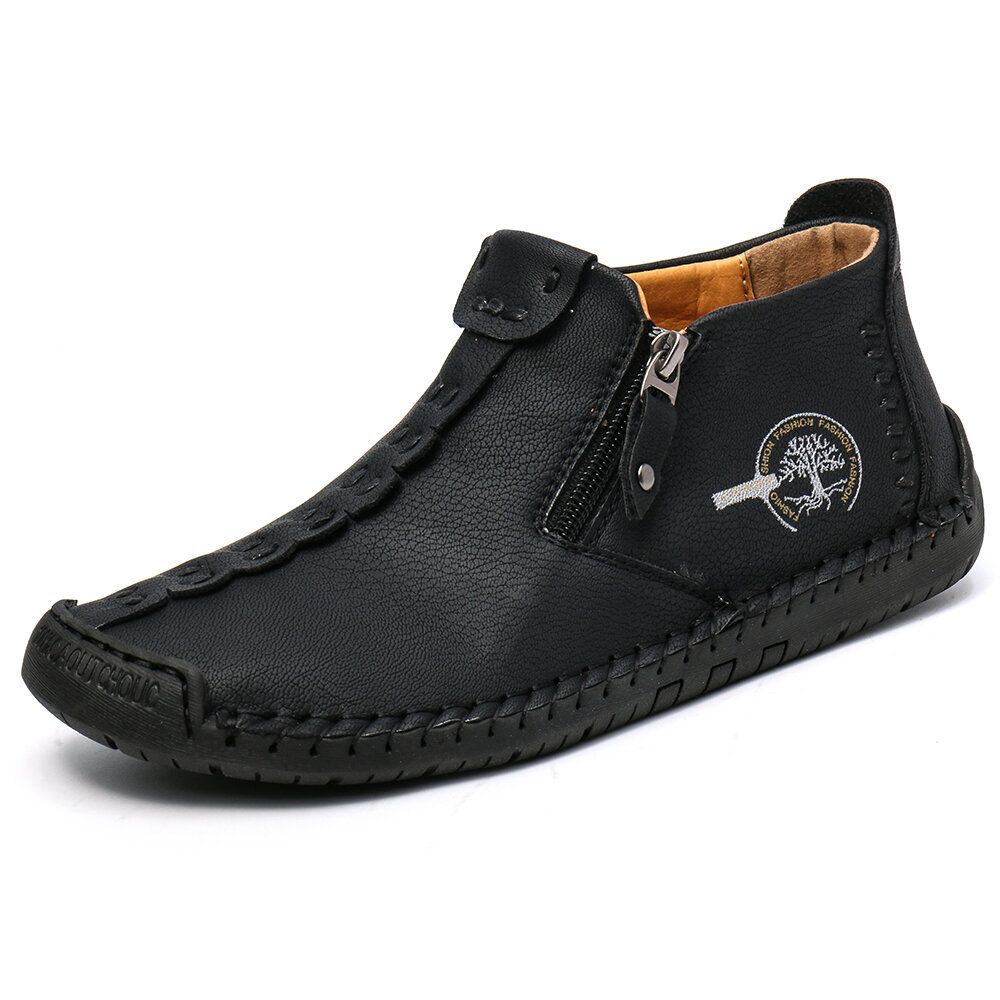 Men's Martin Boots Spring And Autumn Plus Size Zipper Men's Boots Outdoor Leisure Hand-Stitched Worker Boot_vogvips.com