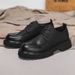 Business Thick Sole Casual Men's Single British Style Formal Large Toe Korean Version Trendy Black Small Leather Shoes_vogvips.com