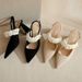 French High Heels Women's Outer Wear 2024 Summer New Fashion Versatile Comfortable Super Soft One-word Buckle Belt With Skirt_vogvips.com