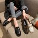 White Loafers For Women 2023 Spring British Style Soft Leather Work Shoes With Thick Heels And Large Size_vogvips.com