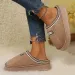 Womens Embroidered Trim Platform Mule Summer Comfort Slippers Warm Fleece Lined Indoor Outdoor Footwear_vogvips.com