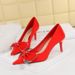 High heels, stilettos, party shoes, pointe rhinestones with bows_vogvips.com