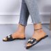 New Pearl Flat Slippers For Women Wear Beach Sandals With Low Heels_vogvips.com