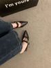 2025 Spring And Autumn New Pointed Coarse Heel Versatile Low Order For Women With One Button Soft Leather Single Shoes_vogvips.com