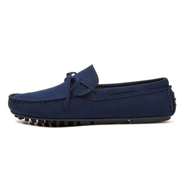 Men's Simple Single Shoes Casual Work Shoes New Microfiber Leather Suede Rubber Sole Pure Handmade Bean Shoes_vogvips.com
