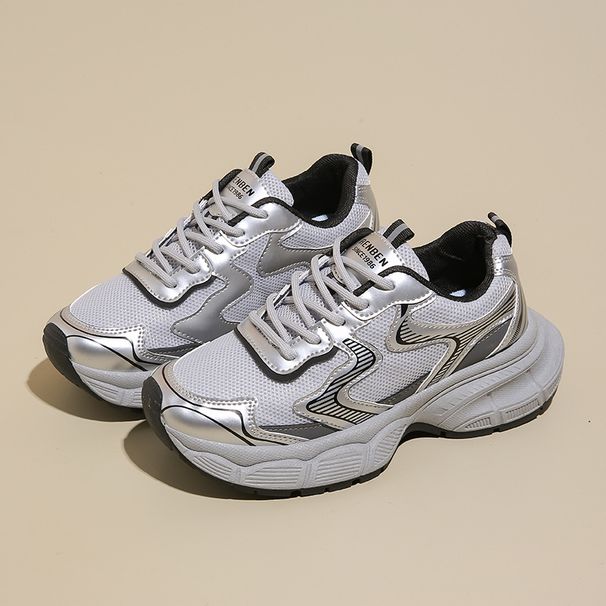 Thick Soled Dad Women's Height Increasing Cute Mesh Shoes, Summer New Student Versatile White Shoes_vogvips.com