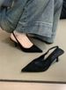 French Niche High-heeled Women In Spring 2025, New Temperament For Socialites, Suede Pointed Toe Thin Heeled Sandals,_vogvips.com