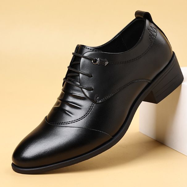 White Men's Elevator Dress Shoes Low-Top Wedding Shoes_vogvips.com
