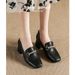 Minimalist Office Wear Soft Genuine Leather Single 6cm Heel Height Spring Autumn Square Toe Mary Pearl Inlaid Diamond_vogvips.com
