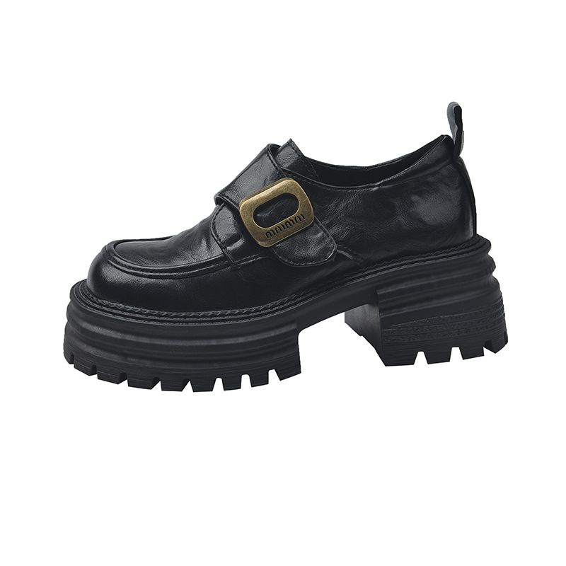 Small Leather Shoes Women's Muffin Thick Heel Jk Loafers Platform Single Shoes_vogvips.com