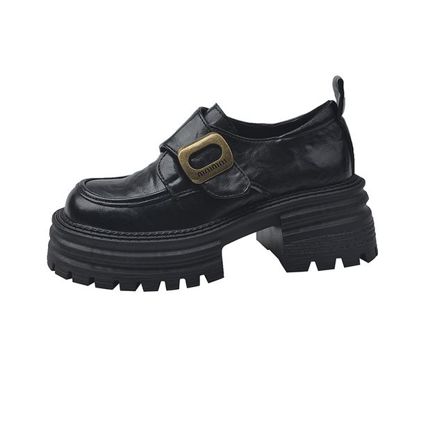 Small Leather Shoes Women's Muffin Thick Heel Jk Loafers Platform Single Shoes_vogvips.com