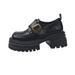 Small Leather Shoes Women's Muffin Thick Heel Jk Loafers Platform Single Shoes_vogvips.com