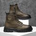European Warm Series British Fashion Trend Short Martin Autumn Winter Men's Shoes High-top Motorcycle Leather Boots Thick Sole Non-slip_vogvips.com