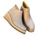 New Large Slope Heel Short Women, Flat Bottom, Side Zipper, Shallow Mouth Bare Boots For Women_vogvips.com