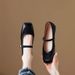 Mary Jane Single Shoes Women's Flat Shoes Temperament Red With Skirt Evening Shoes_vogvips.com