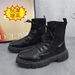 European Warm Series Men's Martin High Top Leather Thick Sole Fly Knit 2025 Autumn Winter Snow Boots Fleece Lined Thickened Warm Height_vogvips.com