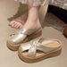 Hollowed-out Breathable Silver Thick-soled Closed-toe Slip-on Mules Women, Suitable For Pairing With Skirts, Summer_vogvips.com