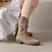 Fairy Style Ruched Slouch For Women 2025 Autumn Winter New Round Toe Slimming Chunky Heel Fashion Short Boots_vogvips.com