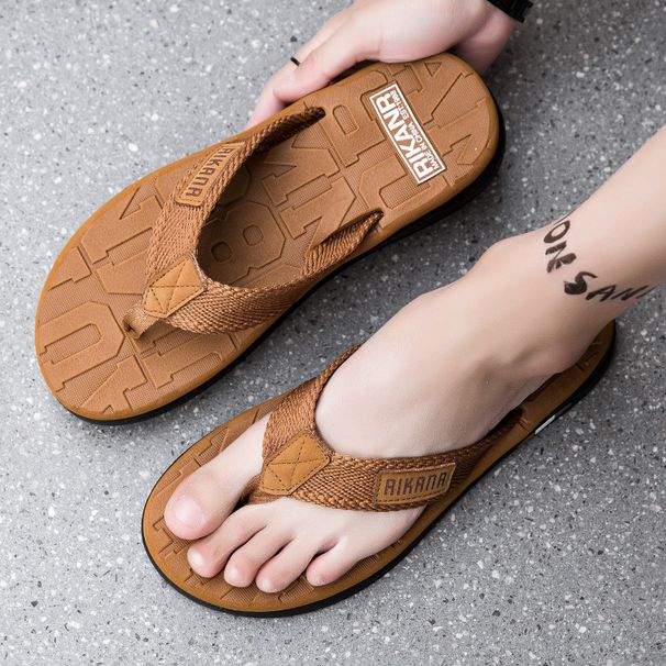 RIKANA Trendy Brand Men's Flip Flops Summer Anti-slip Soft Sole Wear Sandals Street Style Personalized Beach Slippers Men_vogvips.com