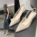 French Style Small Fragrance High Peep Sandals For Women 2024 New Summer Thin Heel Pointed Toe Slip-On Fashion_vogvips.com
