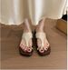 Wedge Clip Sandals For Women, 2025 New French Retro Style, High-End Square Toe Beach Flip-Flops_vogvips.com