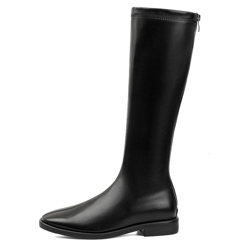 Over-the-Knee Boots For Women, Chunky Heel, Slimming Black Stretch Autumn And Winter New Versatile High Tube Riding_vogvips.com