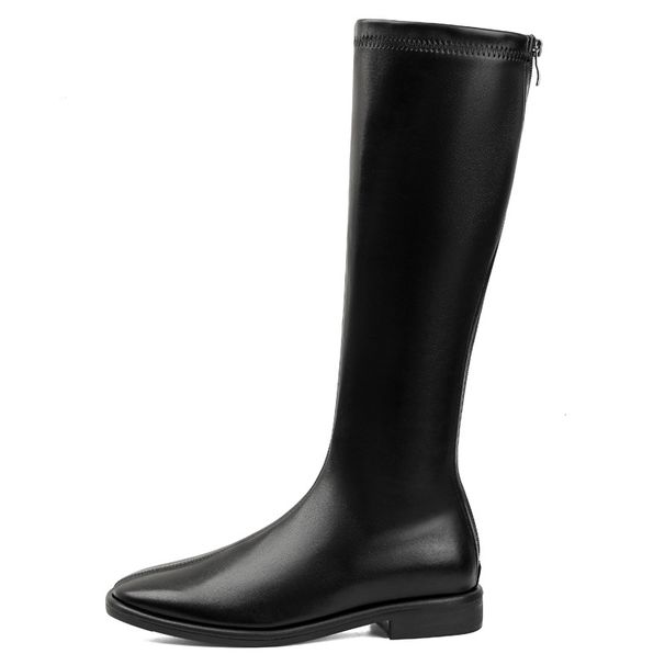 Over-the-Knee Boots For Women, Chunky Heel, Slimming Black Stretch Autumn And Winter New Versatile High Tube Riding_vogvips.com