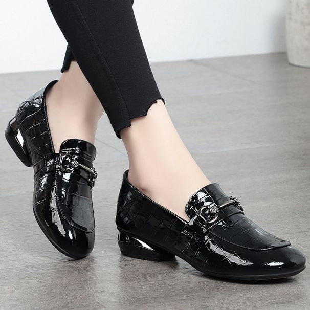 Patent Leather Loafers Low Heel Small Leather Shoes Women's Soft Sole Soft Surface Flat Sole Shoes Women's Shoes_vogvips.com