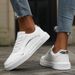 Casual White Wom S Sneakers Chic Silver Trim Soft Lining Non Slip New Minimalist Design PU Leather Skate Shoes For_vogvips.com