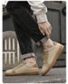 Men's Board Shoes Flat Training Sneakers Low-top Leather Cowhide Surface Casual Shoes Round Head Lace-up Small Leather_vogvips.com