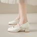 New Chinese Mary Jane Single Shoes Jacquard National Style With Skirt Round Head Pearl One-word Belt Single Shoes_vogvips.com
