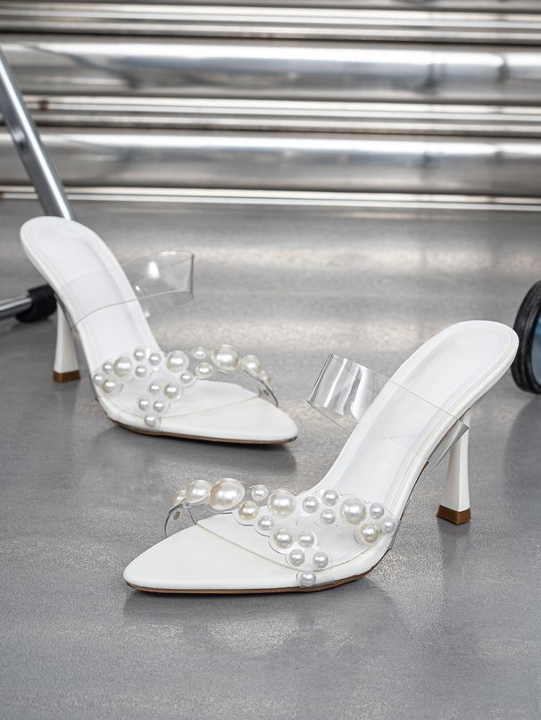 2024 New French Style Transparent Pearl Sandals Versatile Women's High-Heeled Slippers_vogvips.com