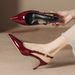 Wine Red High Heel For Women, Semi-Covered Open Back, Pointed Toe, Stiletto Heels, Style, Women's Fashion Sandals_vogvips.com