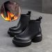 Shanghai Jiesu 2024 Winter New Fleece-Lined Warm Thick-Soled Height-Increasing Short Boots Top Layer Cowhide Commuter_vogvips.com