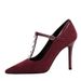 1826 European And American Style Banquet Fashion Silver Rivet T-Strap Shallow Mouth Stiletto Sexy Women Shoes Ultra High_vogvips.com