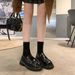 Leather Small Leather Shoes Platform Sole One-pedal Loafers British Commuter Single Shoes Jk Shoes_vogvips.com