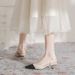 9560-1 French Mid-Heel Pointed Toe Backless Thin Heel Sandals For Women Summer Small Fragrance Style Color-Block High_vogvips.com
